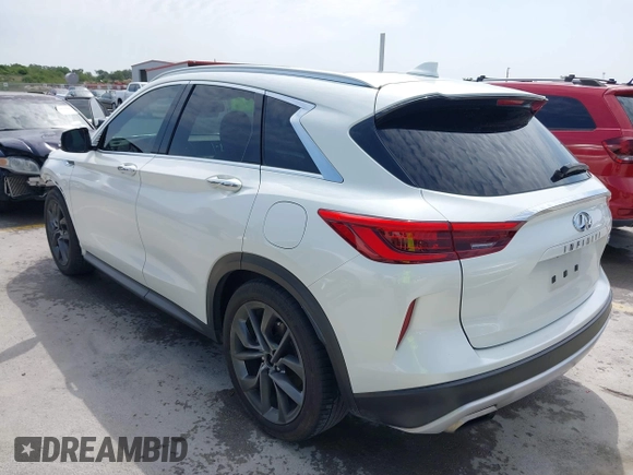 2019 Infiniti QX50 Essential with VIN 3PCAJ5M14KF104397, listed as a IAAI auction lot 42041815 with 95,685 mi miles and . Bid and sale history available at DreamBid. Image 3.