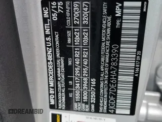 2017 Mercedes-Benz GLS 550 with VIN 4JGDF7DE6HA783390, listed as a Copart auction lot 50081065 with 82,273 mi miles and Salvage title. Bid and sale history available at DreamBid. Image 13.