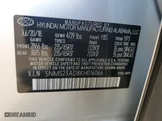 2019 Hyundai Santa Fe SE with VIN 5NMS23AD8KH016066, listed as a Copart auction lot 83710114 with 126,990 mi miles and Salvage Title. Bid and sale history available at carsss.com. Image 15.
