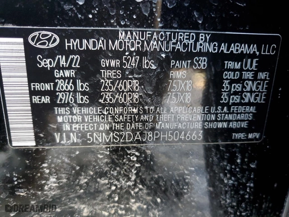 2023 Hyundai Santa Fe SEL with VIN 5NMS2DAJ8PH504663, listed as a Copart auction lot 41855265 with 32,641 mi miles and Salvage Title. Bid and sale history available at carsss.com. Image 13.