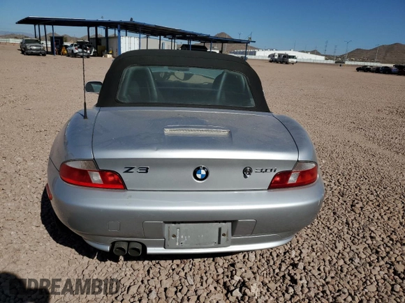 2001 BMW Z3 3.0 with VIN WBACN53491LL46300, listed as a Copart auction lot 44136155 with 154,970 mi miles and Salvage title. Bid and sale history available at DreamBid. Image 6.