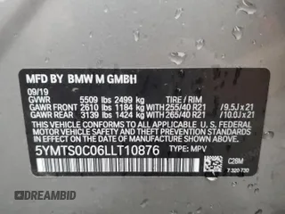 2020 BMW X3 M Competition with VIN 5YMTS0C06LLT10876, listed as a Copart auction lot 78739994 with 42,351 mi miles and Salvage title. Bid and sale history available at DreamBid. Image 14.