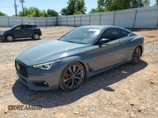 2022 Infiniti Q60 Red Sport 400 with VIN JN1FV7LK1NM660293, listed as a Copart auction lot 55268795 with 16,376 mi miles and Salvage title. Bid and sale history available at DreamBid. Image 1.