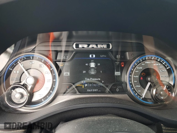 2020 Ram 1500 Limited with VIN 1C6SRFHT0LN314794, listed as a Copart auction lot 51520715 with 61,397 mi miles and Salvage title. Bid and sale history available at DreamBid. Image 9.