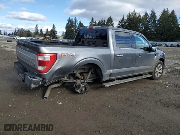2023 Ford F-150 XL with VIN 1FTFW1E84PFB68860, listed as a Copart auction lot 43995925 with 11,457 mi miles and Salvage title. Bid and sale history available at DreamBid. Image 3.
