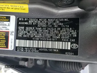 2015 Toyota Camry XLE with VIN 4T4BF1FK5FR461977, listed as a Copart auction lot 55680985 with 104,588 mi miles and Salvage Title. Bid and sale history available at DreamBid. Image 12.