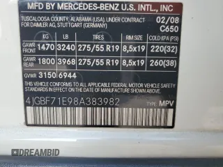 2008 Mercedes-Benz GL-Class 4.6L with VIN 4JGBF71E98A383982, listed as a Copart auction lot 76320554 with 108,857 mi miles and Salvage Title. Bid and sale history available at carsss.com. Image 13.