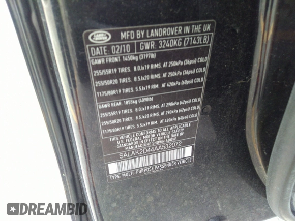 2010 Land Rover LR4 Lux z VIN SALAK2D44AA532072, wystawiony jako IAAI lot #37238544 z przebiegiem 118 089 mil mil oraz . Historia ofert i sprzedaży dostępna na DreamBid. Obrazek 9.