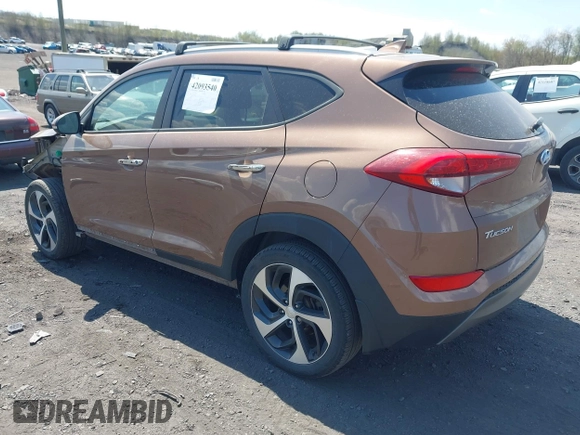 2016 Hyundai Tucson Eco with VIN KM8J3CA26GU207956, listed as a IAAI auction lot 42093540 with 87,380 mi miles. Bid and sale history available at carsss.com. Image 3.