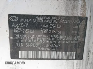 2018 Hyundai Elantra SEL with VIN 5NPD84LF5JH267673, listed as a IAAI auction lot 41907765 with 98,529 mi miles and . Bid and sale history available at DreamBid. Image 9.