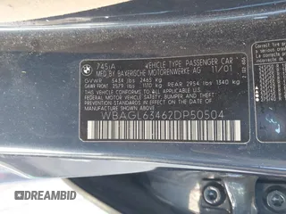 2002 BMW 7 Series 745i with VIN WBAGL63462DP50504, listed as a IAAI auction lot 41698849 with 128,939 mi miles and . Bid and sale history available at DreamBid. Image 9.