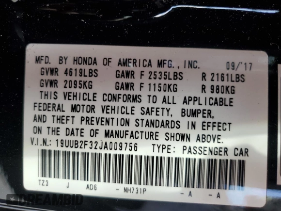 2018 Acura TLX z VIN 19UUB2F32JA009756, wystawiony jako Copart lot #46535205 z przebiegiem 89 530 mil mil oraz Szkoda całkowita • Salvage title. Historia ofert i sprzedaży dostępna na DreamBid. Obrazek 12.