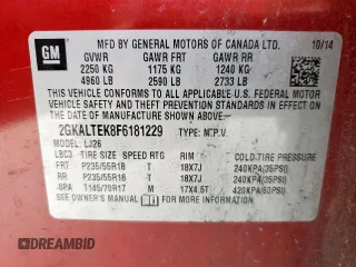 2015 GMC Terrain SLT z VIN 2GKALTEK8F6181229, wystawiony jako Copart lot #55395405 z przebiegiem 157 881 mil mil oraz Czysty tytuł • Clean title. Historia ofert i sprzedaży dostępna na DreamBid. Obrazek 14.