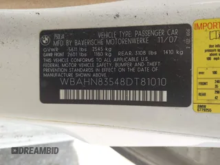 2008 BMW 7 Series 750Li with VIN WBAHN83548DT81010, listed as a IAAI auction lot 42258735 with Not provided miles and . Bid and sale history available at DreamBid. Image 9.