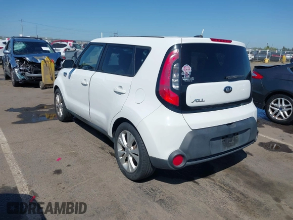 2014 Kia Soul + with VIN KNDJP3A58E7036528, listed as a IAAI auction lot 42014997 with 156,853 mi miles. Bid and sale history available at carsss.com. Image 3.