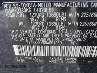 2024 Toyota RAV4 Hybrid XLE Premium с VIN 2T3B6RFV6RW064860, выставлен на аукционе IAAI как лот 41913376 с пробегом 8 125 миль миль и . История ставок и продаж доступна на DreamBid. Изображение 9.
