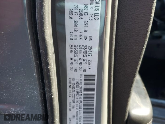 2019 Dodge Durango GT Plus with VIN 1C4RDJDG1KC777409, listed as a Copart auction lot 44498425 with 106,628 mi miles and Salvage Title. Bid and sale history available at DreamBid. Image 13.