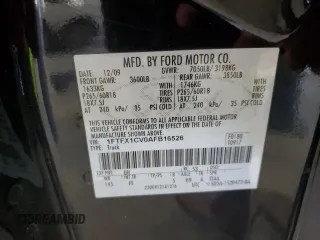 2010 Ford F-150 XL with VIN 1FTFX1CV0AFB16526, listed as a Copart auction lot 45946515 with 224,927 mi miles and Salvage Title. Bid and sale history available at carsss.com. Image 12.