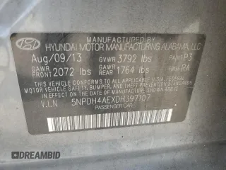 2013 Hyundai Elantra Limited z VIN 5NPDH4AEXDH397107, wystawiony jako Copart lot #57913735 z przebiegiem 147 674 mil mil oraz Szkoda całkowita • Salvage title. Historia ofert i sprzedaży dostępna na DreamBid. Obrazek 13.
