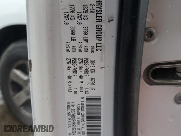 2010 Dodge 1500 SLT z VIN 1D7RB1GP0AS182224, wystawiony jako Copart lot #44581735 z przebiegiem 207 531 mil mil oraz Szkoda całkowita • Salvage title. Historia ofert i sprzedaży dostępna na DreamBid. Obrazek 13.