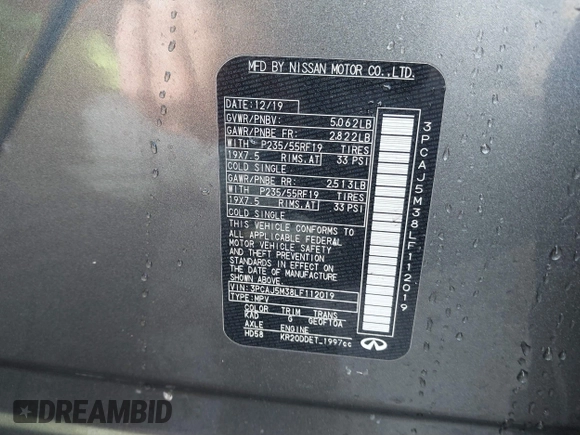2020 Infiniti QX50 Luxe z VIN 3PCAJ5M38LF112019, wystawiony jako IAAI lot #41395539 z przebiegiem 35 908 mil mil oraz . Historia ofert i sprzedaży dostępna na DreamBid. Obrazek 9.