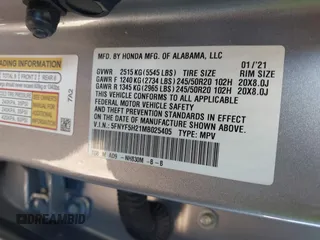 2021 Honda Pilot Special Edition with VIN 5FNYF5H21MB025405, listed as a IAAI auction lot 41857515 with Not Provided miles and . Bid and sale history available at carsss.com. Image 9.