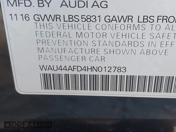 2017 Audi A8 с VIN WAU44AFD4HN012783, выставлен на аукционе IAAI как лот 41303322 с пробегом 90 879 миль миль и . История ставок и продаж доступна на DreamBid. Изображение 9.