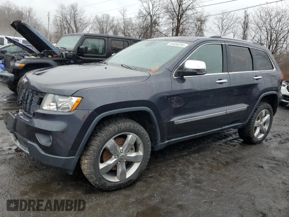 2013 Jeep Grand Cherokee Overland with VIN 1C4RJFCT6DC586933, listed as a Copart auction lot 45499294 with 80,249 mi miles and Salvage Title. Bid and sale history available at carsss.com. Image 1.