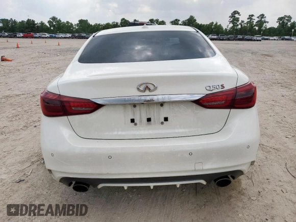 2018 Infiniti Q50 Red Sport 400 with VIN JN1FV7AP4JM460467, listed as a Copart auction lot 57075525 with 182,405 mi miles and Salvage title. Bid and sale history available at DreamBid. Image 6.
