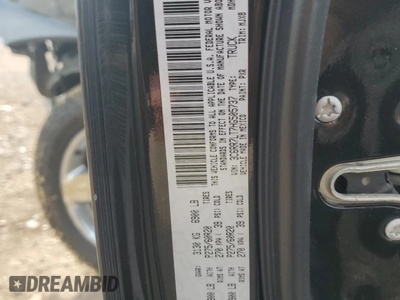 2017 Ram 1500 Big Horn with VIN 3C6RR7LT7HG505737, listed as a Copart auction lot 53357345 with 0 mi miles and Salvage Title. Bid and sale history available at carsss.com. Image 13.