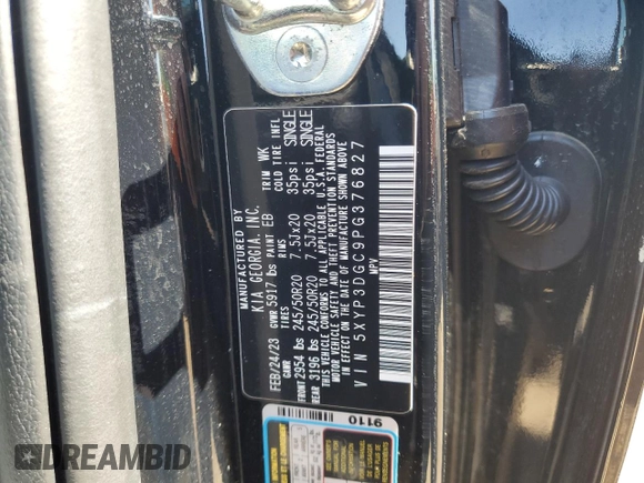 2023 Kia Telluride EX X-Line with VIN 5XYP3DGC9PG376827, listed as a Copart auction lot 56964535 with 27,734 mi miles and Clean title. Bid and sale history available at DreamBid. Image 13.