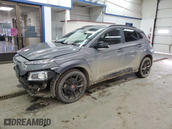 2021 Hyundai Kona Night Edition with VIN KM8K6CA5XMU710083, listed as a Copart auction lot 47118915 with 71,034 mi miles and Salvage Title. Bid and sale history available at DreamBid. Image 1.