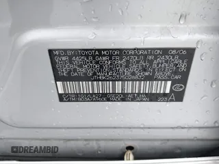 2007 Lexus IS 250 z VIN JTHBK262375028832, wystawiony jako IAAI lot #42098706 z przebiegiem 124 706 mil mil oraz . Historia ofert i sprzedaży dostępna na DreamBid. Obrazek 9.