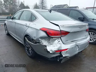 2019 Genesis G80 3.8L with VIN KMTFN4JE5KU327178, listed as a IAAI auction lot 41577373 with 57,032 mi miles. Bid and sale history available at carsss.com. Image 3.