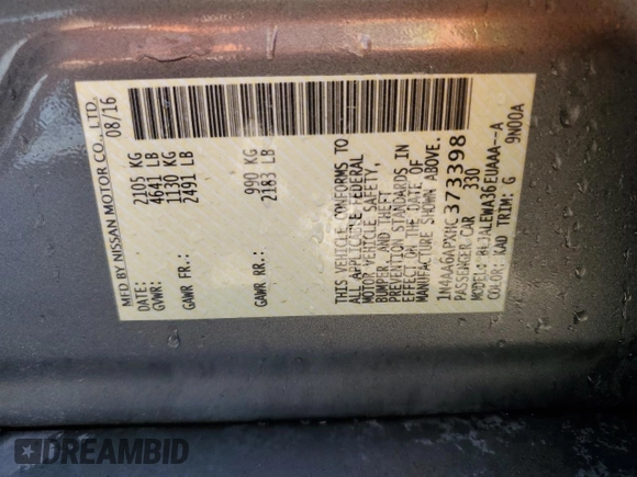 2017 Nissan Maxima S with VIN 1N4AA6APXHC373398, listed as a Copart auction lot 48699225 with 78,734 mi miles and Salvage Title. Bid and sale history available at DreamBid. Image 12.