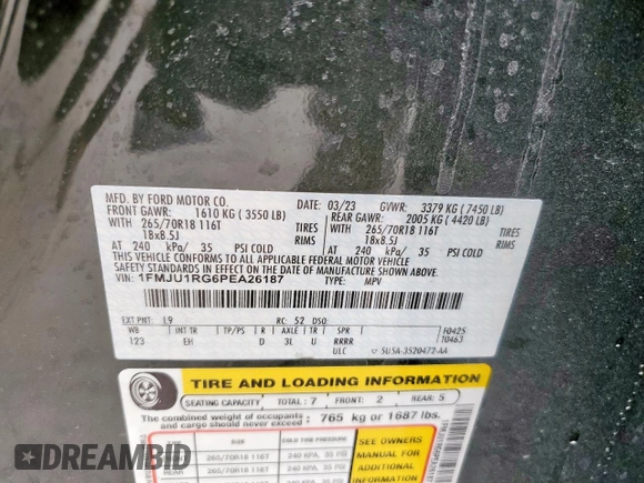 2023 Ford Expedition Timberline z VIN 1FMJU1RG6PEA26187, wystawiony jako Copart lot #55692805 z przebiegiem 21 053 mil mil oraz Szkoda całkowita • Salvage title. Historia ofert i sprzedaży dostępna na DreamBid. Obrazek 12.