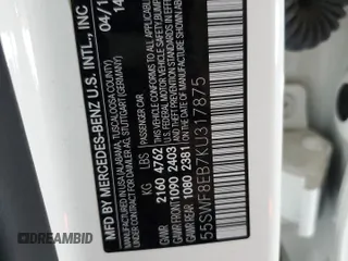 2019 Mercedes-Benz C 300 z VIN 55SWF8EB7KU317875, wystawiony jako Copart lot #55360285 z przebiegiem 39 945 mil mil oraz Szkoda całkowita • Salvage title. Historia ofert i sprzedaży dostępna na DreamBid. Obrazek 12.