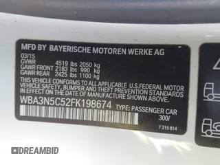 2015 BMW 4 Series 428i xDrive z VIN WBA3N5C52FK198674, wystawiony jako IAAI lot #41600235 z przebiegiem 62 442 mil mil oraz . Historia ofert i sprzedaży dostępna na DreamBid. Obrazek 9.