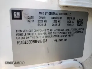 2011 Buick LaCrosse CXS with VIN 1G4GE5ED5BF287033, listed as a Copart auction lot 48868035 with 134,687 mi miles and Salvage title. Bid and sale history available at DreamBid. Image 14.