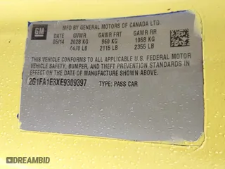 2014 Chevrolet Camaro LS with VIN 2G1FA1E3XE9309397, listed as a IAAI auction lot 41729190 with 117,055 mi miles. Bid and sale history available at carsss.com. Image 9.