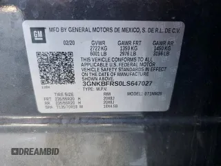 2020 Chevrolet Blazer Premier with VIN 3GNKBFRS0LS647027, listed as a Copart auction lot 46237955 with 79,472 mi miles and Salvage title. Bid and sale history available at DreamBid. Image 14.
