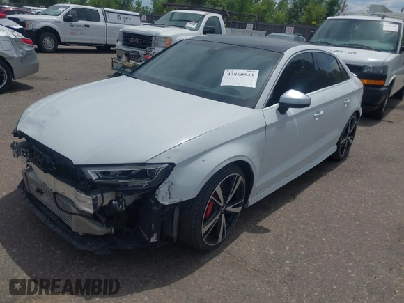 2020 Audi RS 3 with VIN WUABWGFF4LA904611, listed as a IAAI auction lot 42860543 with 36,566 mi miles and . Bid and sale history available at DreamBid. Image 2.