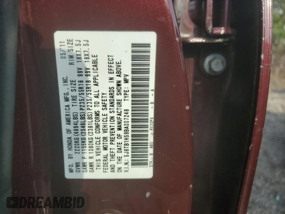 2011 Acura RDX Technology with VIN 5J8TB1H59BA007248, listed as a Copart auction lot 69331024 with Not Provided miles and Clean Title. Bid and sale history available at DreamBid. Image 13.