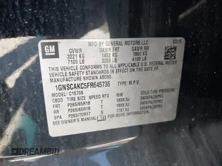 2015 Chevrolet Tahoe LS with VIN 1GNSCAKC5FR645736, listed as a IAAI auction lot 42064623 with 223,149 mi miles and . Bid and sale history available at DreamBid. Image 9.