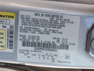 2015 Ford Fusion SE with VIN 3FA6P0H75FR264451, listed as a IAAI auction lot 41970406 with 186,644 mi miles. Bid and sale history available at carsss.com. Image 9.