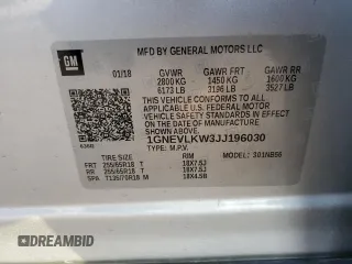 2018 Chevrolet Traverse LS with VIN 1GNEVLKW3JJ196030, listed as a Copart auction lot 84103714 with 108,762 mi miles and Salvage Title. Bid and sale history available at carsss.com. Image 13.