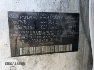 2018 Hyundai Elantra SEL with VIN 5NPD84LF4JH313686, listed as a Copart auction lot 49283555 with 161,380 mi miles and Salvage Title. Bid and sale history available at DreamBid. Image 12.