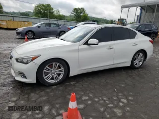 2015 Infiniti Q50 with VIN JN1BV7AP7FM356450, listed as a Copart auction lot 54594765 with 136,096 mi miles and Salvage title. Bid and sale history available at DreamBid. Image 1.