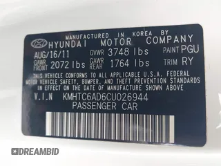 2012 Hyundai Veloster w/Gray Int с VIN KMHTC6AD6CU026944, выставлен на аукционе IAAI как лот 42216988 с пробегом 61 147 миль миль и . История ставок и продаж доступна на DreamBid. Изображение 9.