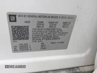 2018 GMC Terrain SLT with VIN 3GKALPEV9JL356531, listed as a IAAI auction lot 42013272 with 114,996 mi miles. Bid and sale history available at carsss.com. Image 9.